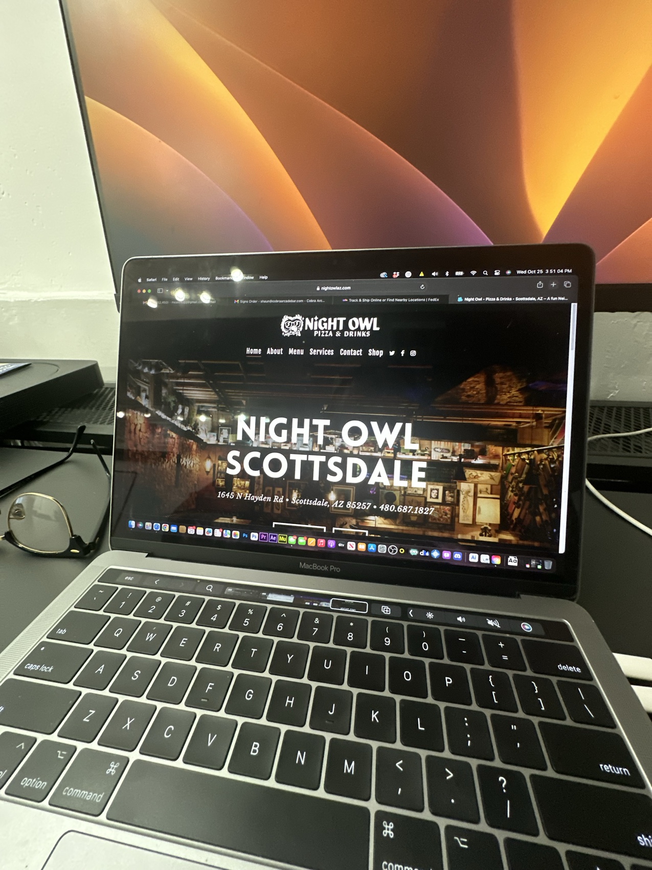 The Night Owl website on a laptop